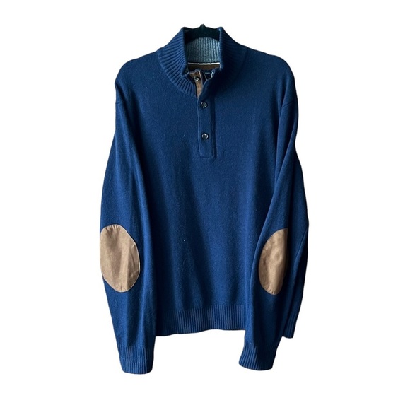 Oversize 100% Lambs WoolTommy Hilfiger suede feel  elbow patch preppy sweater - Picture 1 of 8